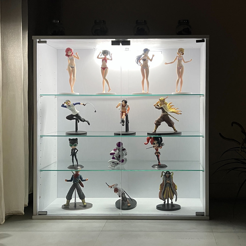 附 LED 燈 60 公分低甲醛四層落地式玻璃展示櫃(公仔櫃/櫃子 模型櫃 公仔櫃 書櫃 收納櫃 置物櫃 玄關櫃 GK)